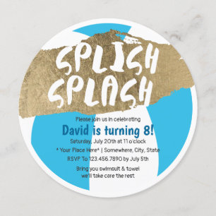Summer Pool Splish Splash Birthday Party Invitation