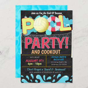 Summer Pool Volleyball Party Invitation