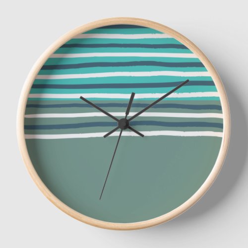 Summer Pool Wall Clock With Blue Lines