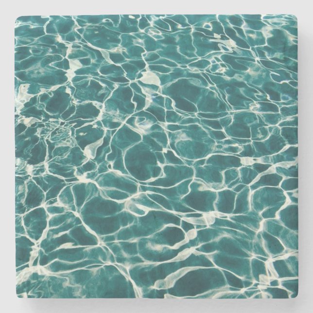Summer pool water aqua reflections stone coaster (Front)