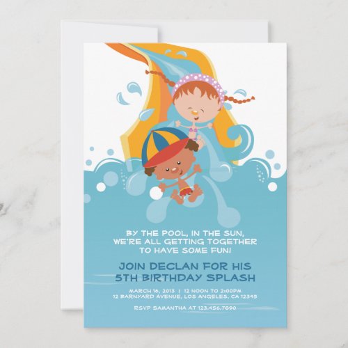 Summer Pool / Water Park Birthday Party Invitation