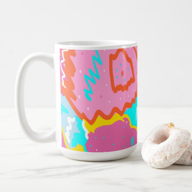 Summer Poolside Vibes Abstract Art Coffee Mug (With Donut)