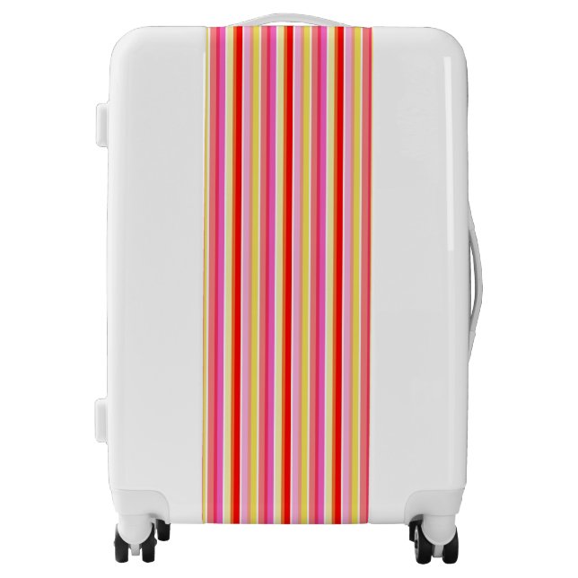 Summer pop of colour red pink yellow stripes  luggage (Front)