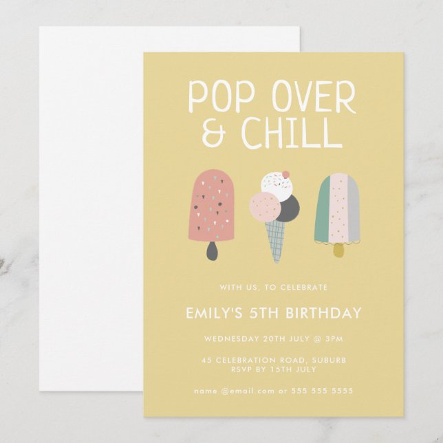 Summer Pop Over & Chill Popsicle Party Birthday Invitation (Front/Back)