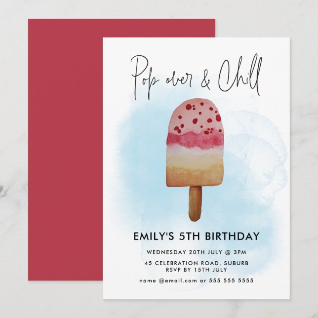 Summer Pop Over & Chill Popsicle Party Birthday Invitation (Front/Back)