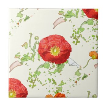 Summer Poppies Custom Ceramic Tile by HEViFineArt at Zazzle
