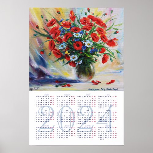 Summer poppies Fine Art Calendar 2024 Poster