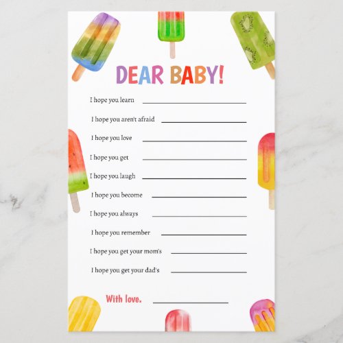 Summer Popsicle Baby Shower Game Dear Baby Wishes
