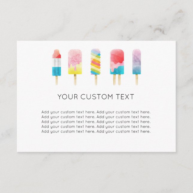 Summer popsicle ice cream birthday party enclosure card (Front)