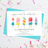 Summer popsicle ice cream birthday party invitation