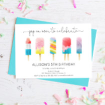 Summer popsicle ice cream birthday party invitation