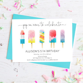 Summer Popsicle Ice Cream Birthday Party Invitation by StyleswithCharm at Zazzle