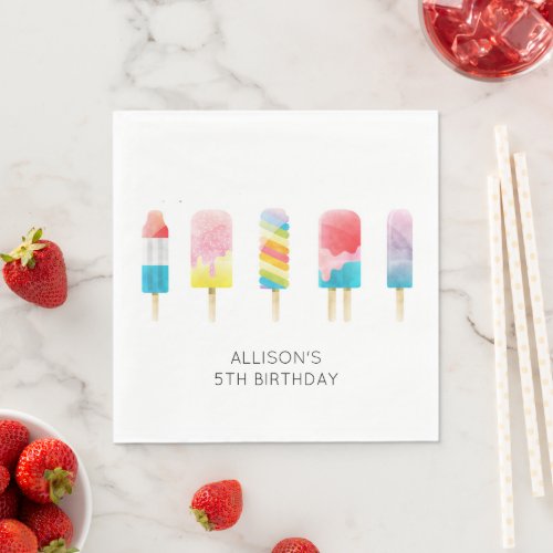 Summer popsicle ice cream birthday party napkins