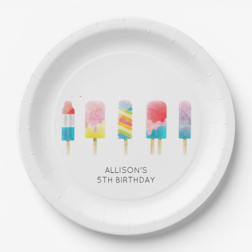 Summer popsicle ice cream birthday party paper plates