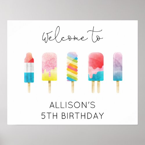 Summer popsicle ice cream birthday welcome sign
