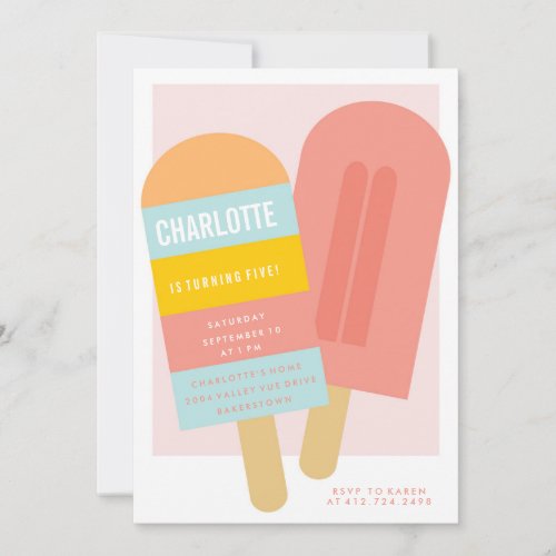 SUMMER POPSICLE KIDS BIRTHDAY PARTY INVITATION