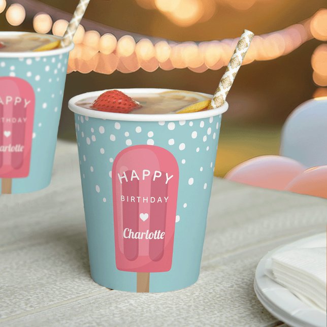 Summer Popsicle Kids Birthday Party Personalized Paper Cups (Creator Uploaded)