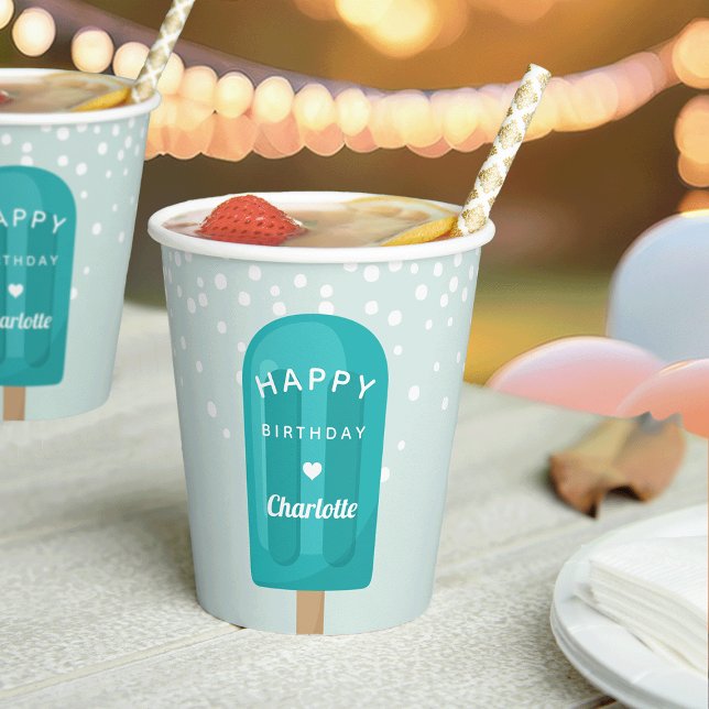 Summer Popsicle Kids Birthday Party Personalized Paper Cups (Creator Uploaded)