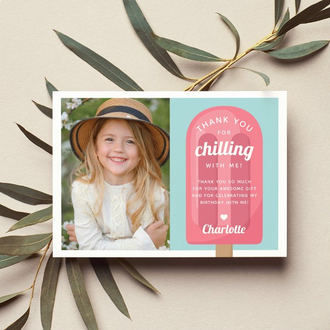 Summer Popsicle Kids Birthday Photo Thank You Card (Creator Uploaded)