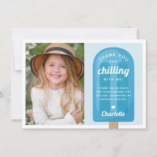 Summer Popsicle Kids Birthday Photo Thank You Card