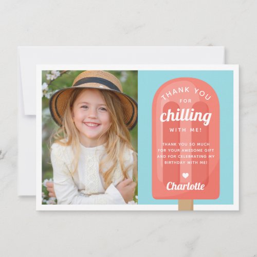 Summer Popsicle Kids Birthday Photo Thank You Card