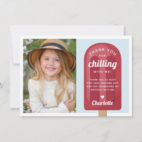 Summer Popsicle Kids Birthday Photo Thank You Card