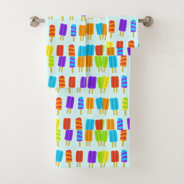 Summer Popsicle Pattern Bath Towels Set (Insitu)
