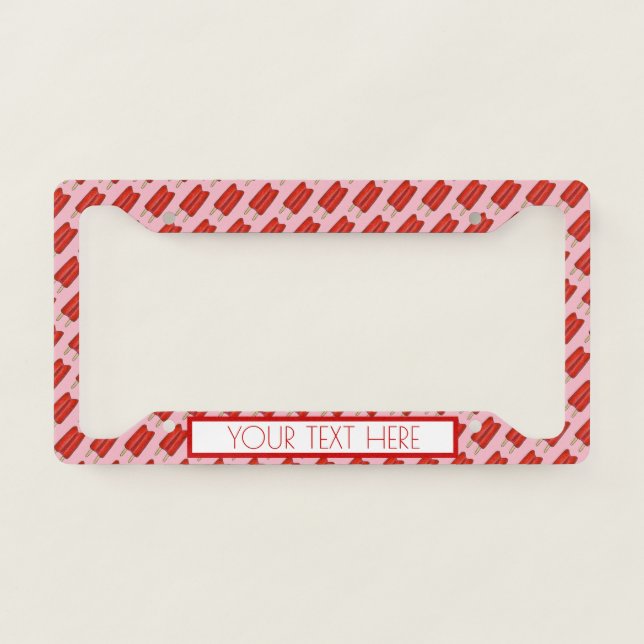 Summer Popsicle Red Twin Pop Cherry Ice Lolly Pink License Plate Frame (Front)