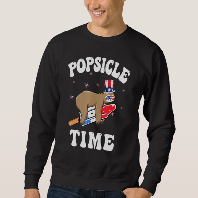 Summer Popsicle Time Sloth Ice Cream Stick Vacatio Sweatshirt (Front)