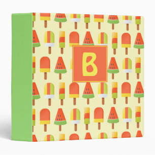 Summer Popsicles Collage Monogrammed 3 Ring Binder