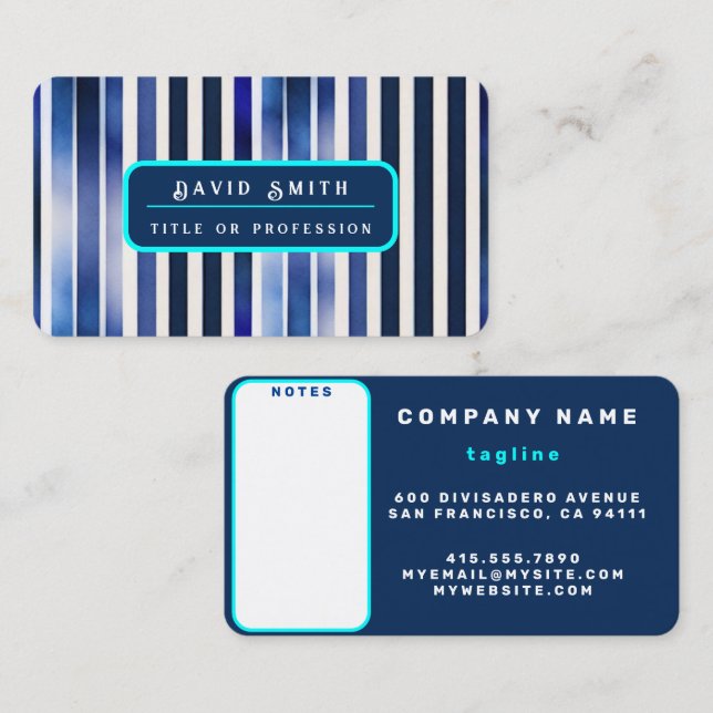 Summer Popular Navy Blue Boat Stripes Collection Business Card (Front/Back)