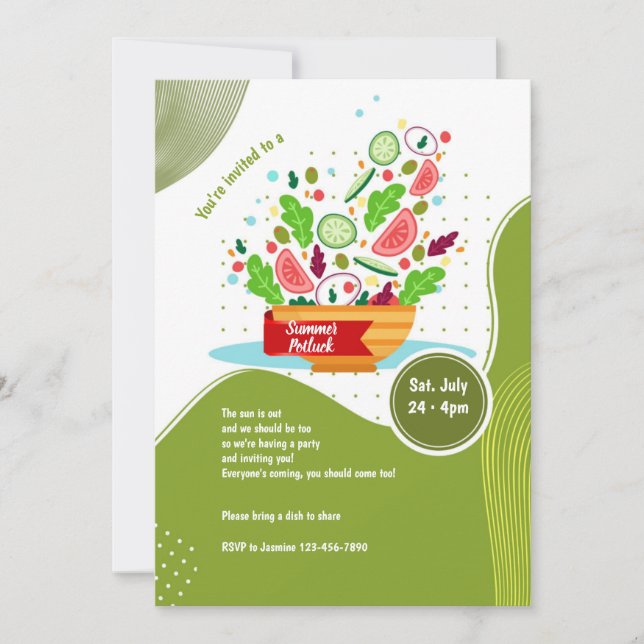 Summer Potluck Party Invitation (Front)