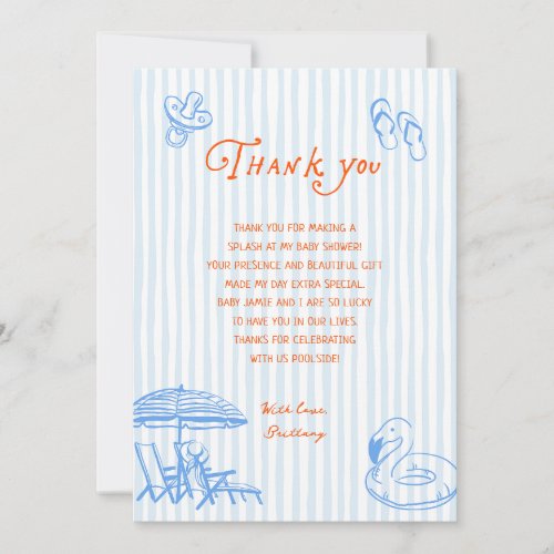 Summer Pregnant and Poolside Baby Shower Thank You Card