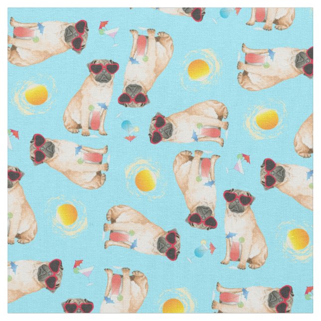 Summer Pug Fabric (Close Up)