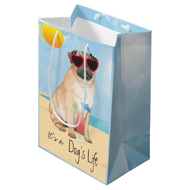 Summer Pug Medium Gift Bag (Front Angled)
