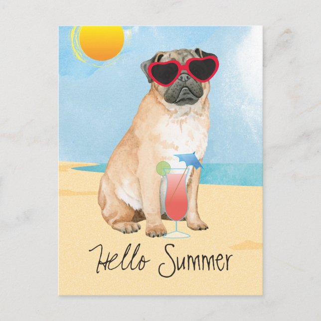 Summer Pug Postcard (Front)