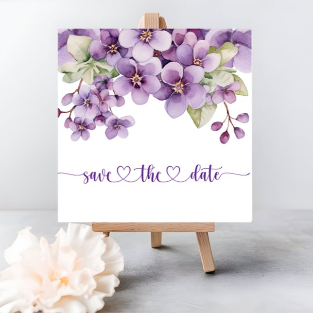 Summer Purple Delicate Violet Flowers Baby Shower Save The Date (Summer Purple Delicate Violet Flowers Baby Shower Save The Date)