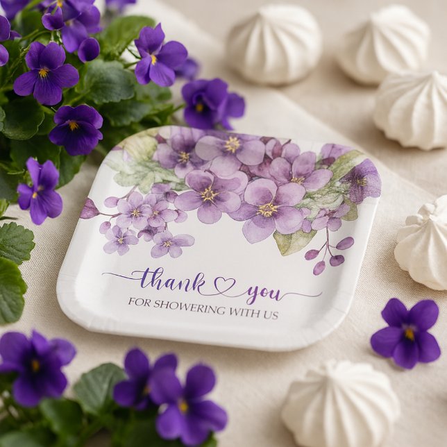 Summer Purple Delicate Violet Flowers Thank You Paper Plates (Summer Purple Delicate Violet Flowers Thank You Paper Plates)