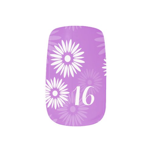 Summer purple flowers Birthday Number Minx Nail Wraps