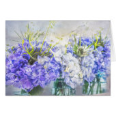 Summer Purple Hydrangeas Mason Jars Blank Inside Cards (Front Horizontal)