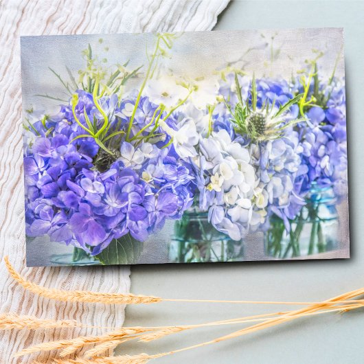 Summer Purple Hydrangeas Mason Jars Blank Inside Cards