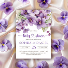 Summer Purple Violet Flowers Baby Shower
