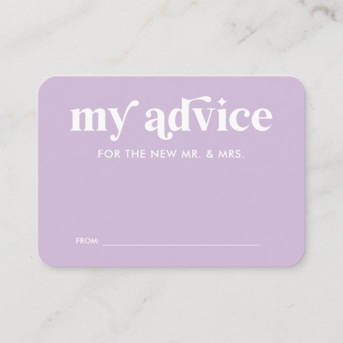 Summer Purple Wedding Advice Card