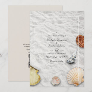 Summer QR Code RSVP Beach Wedding Invitation