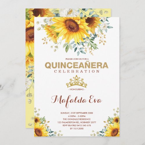 Summer Quinceanera Garden Sunflowers 15th Birthday Invitation