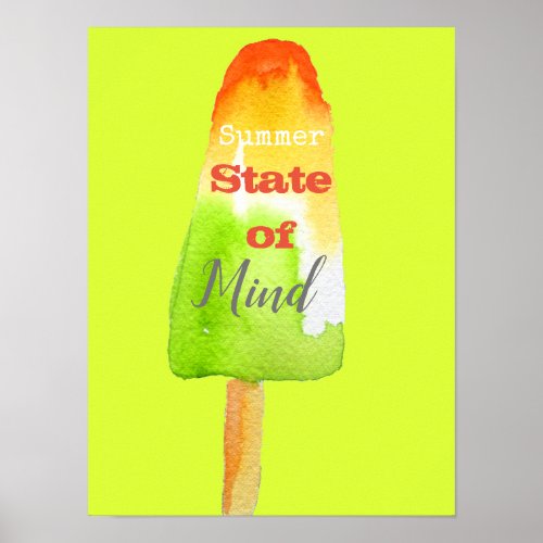 Summer quote popsicle lime sorbet cute food art poster