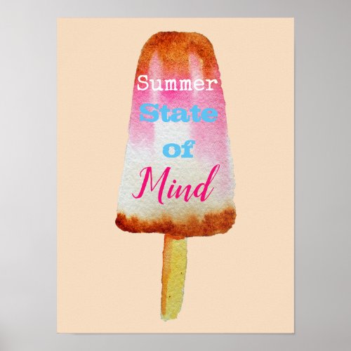 Summer quote popsicle sorbet cute food art poster