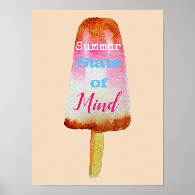 Summer quote popsicle sorbet cute food art poster (Front)