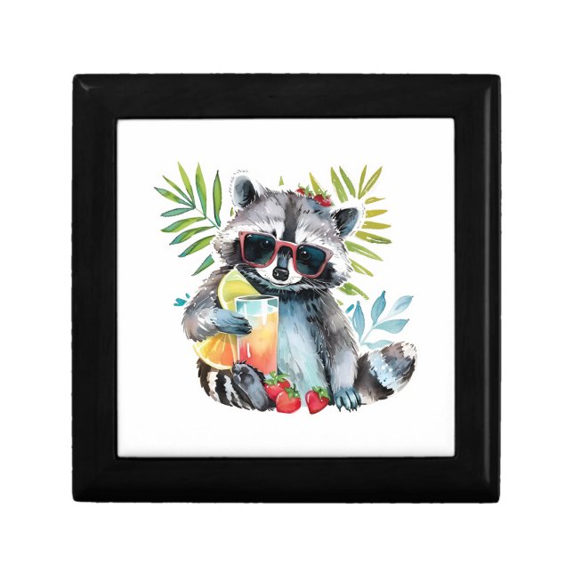 Summer raccoon in sunglasses beach chillout gift box (Front)