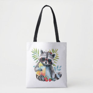 Summer raccoon in sunglasses beach chillout tote bag